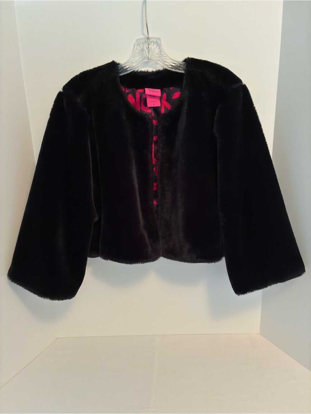 Torrid X Betsey Johnson Faux Fur Cropped Jacket Black Plus Size 1